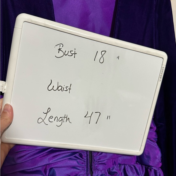 Special Times Vtg Purple Velvet Taffeta 1980s Low Back Formal Prom Dress‎ Size 8 - Picture 6 of 6